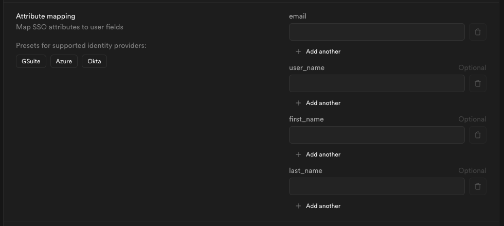 Attribute mapping configuration